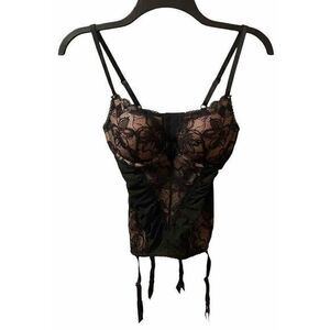 Victorias Secret Sexy‎ Black Bustier Merry Widow Garters 34B